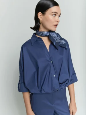 CAMICIA PALMAS IN POPELIN OVER BLU AVIO - IBLUES
