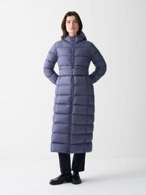 Piumino lungo opaco con cintura