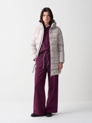 Piumino lungo opaco con cappuccio