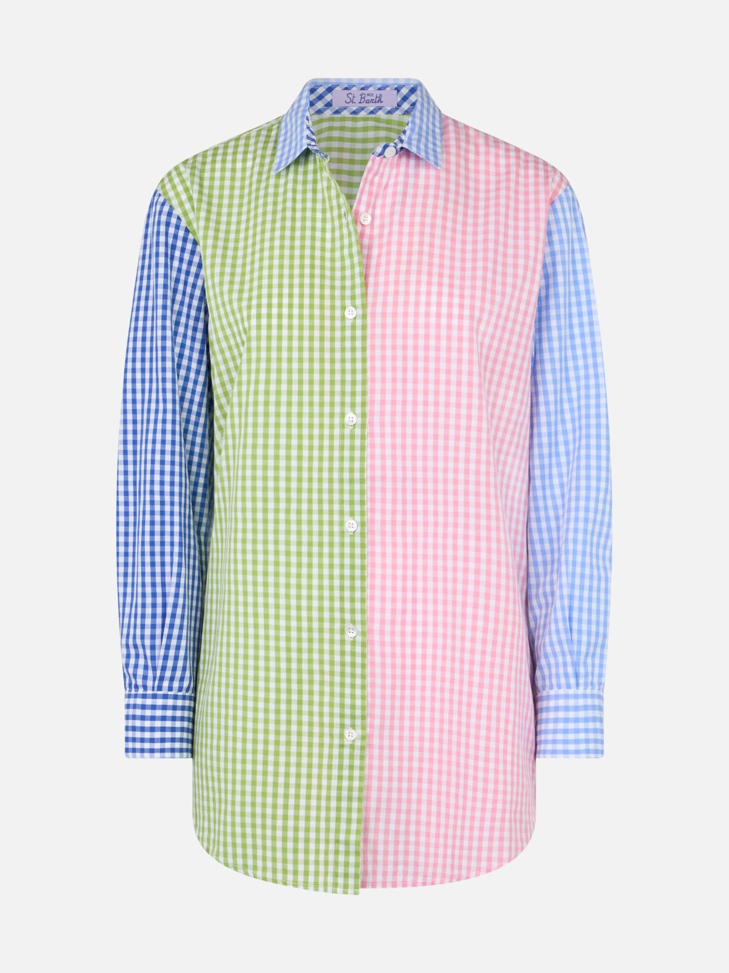 Camicia da donna in cotone Brigitte con stampa vichy multicolor e ricamo Saint Barth - immagine 4