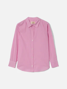 Camicia Cristal in cotone a righe rosa con ricamo Meet Me In Saint Barth